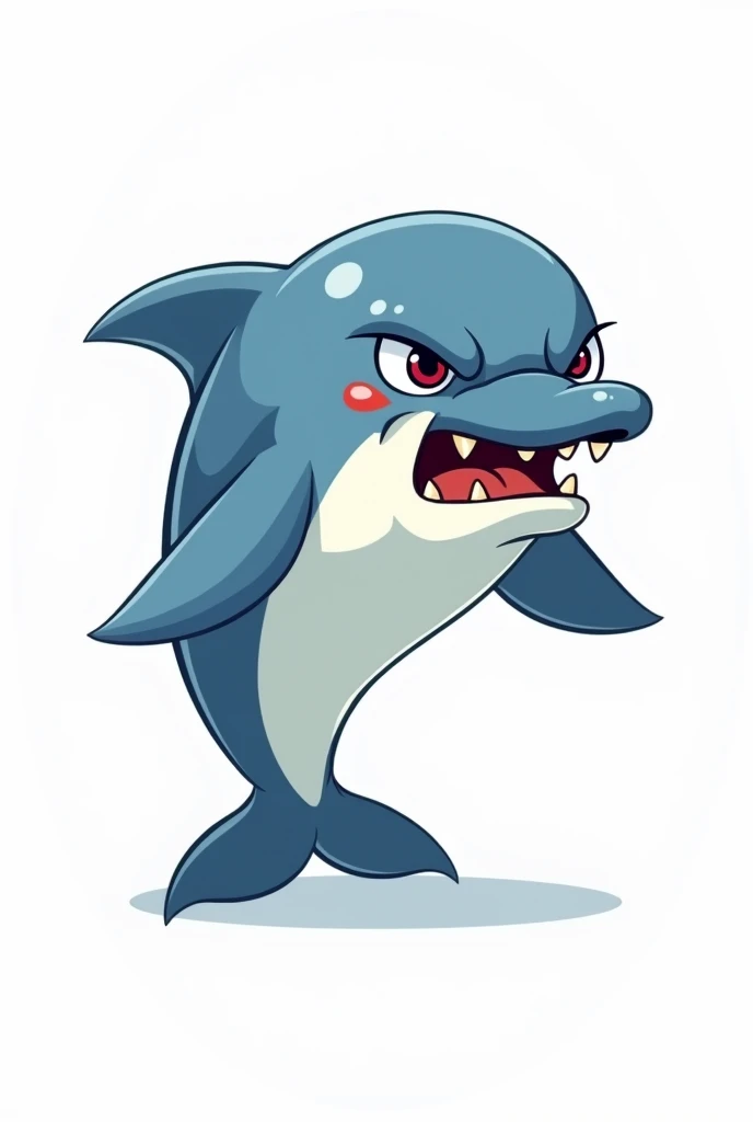 Cute dolphin angry cartoon white background 