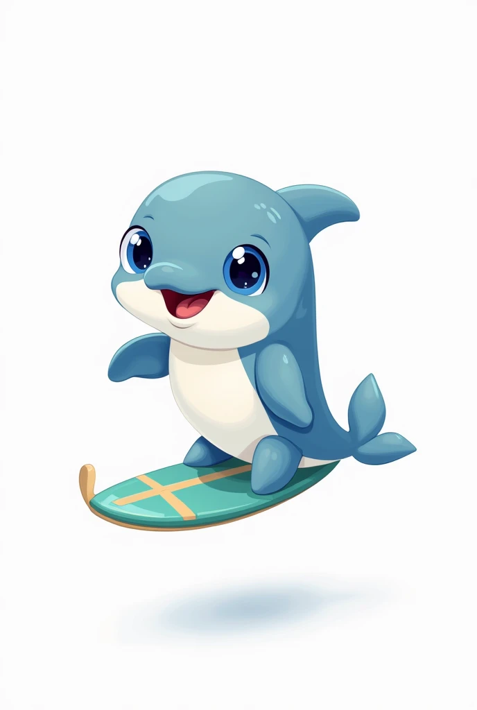 Cute dolphin board cartoon white background