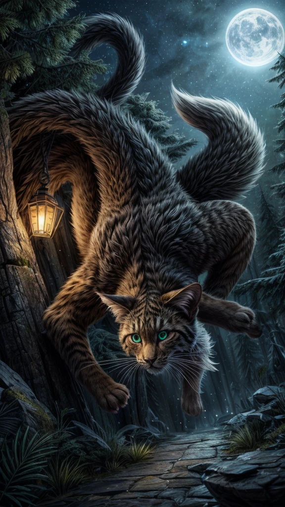 ### Physiological Characteristics of **Felvian**:
you **Felvian** are an agile and stealthy race, heavily inspired by feline features. Their appearance and physical abilities make them masters of stealth., agility, and fights with sharp claws.
- **Skin and Coat:** The skin of the **Felvian** is covered by a short, soft coat, that varies in color from shades of brown, gris, blackw, to a light golden color, depending on the environment where they live. This coat not only keeps them warm, but also provides them with natural camouflage in their habitats, helping them to blend easily into their surroundings. In some **Felvian**, the coat may have striped or spotted patterns, similar to those of big cats.
- **eyeballs:** you olhos dos **Felvian** are big and bright, with irises of vibrant colors like emerald green, amber or deep blue. His pupils are slitted, similar to those of a cat, allowing them excellent night vision. These eyes can reflect light in a similar way to felines, glowing in the dark, which gives them an almost supernatural appearance in low light environments.
- **ears:** The ears of the **Felvian** are sharp and mobile, similar to those of a cat. They are highly sensitive, picking up subtle sounds and movements from a distance, which is essential for their stealth and ability to hunt or avoid danger. The ears can move independently, allowing them to direct their hearing to focus on specific sounds.
- **Body Structure:** you **Felvian** They have a slim and extremely agile physical constitution. Their bodies are flexible and muscular, designed for speed and silent movement. They have long, slender limbs, with quick reflexes, allowing them to climb, jump and run with an efficiency that surpasses most other breeds.
- **Tailpussy:** you **Felvian** have a long, flexible tail, que é crucial para seu equilíbrio e agility. The tail is covered by the same fur that covers