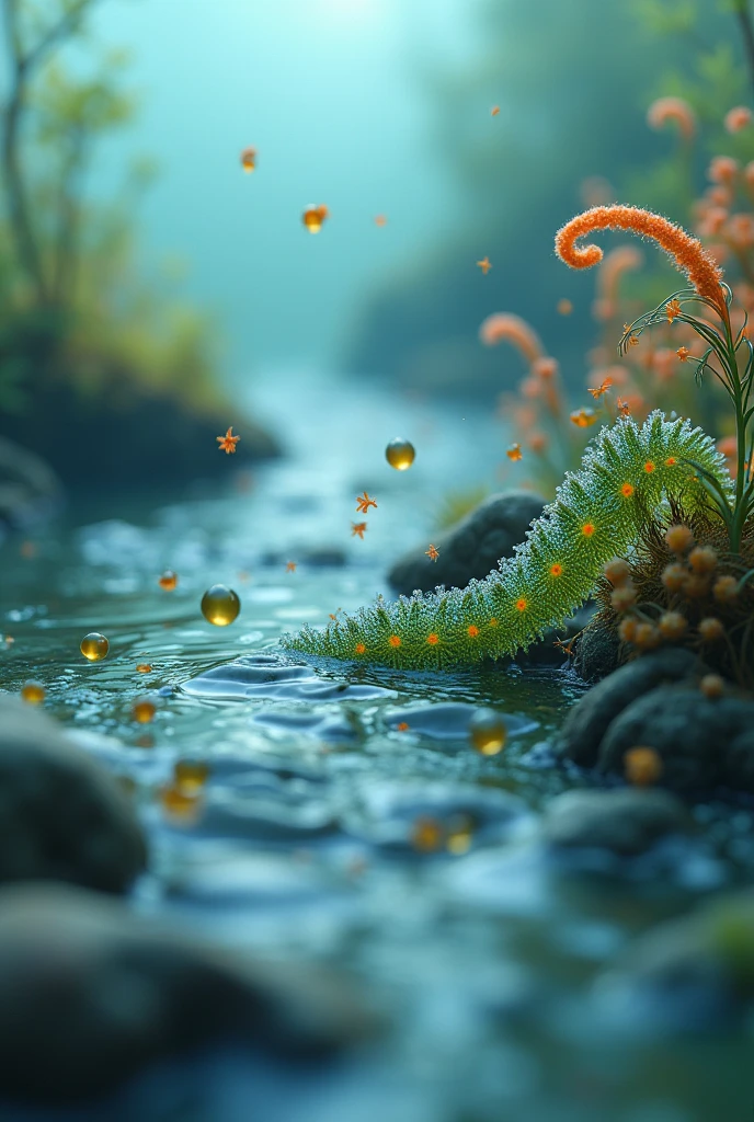 macro shot of colorful microscopic life in water