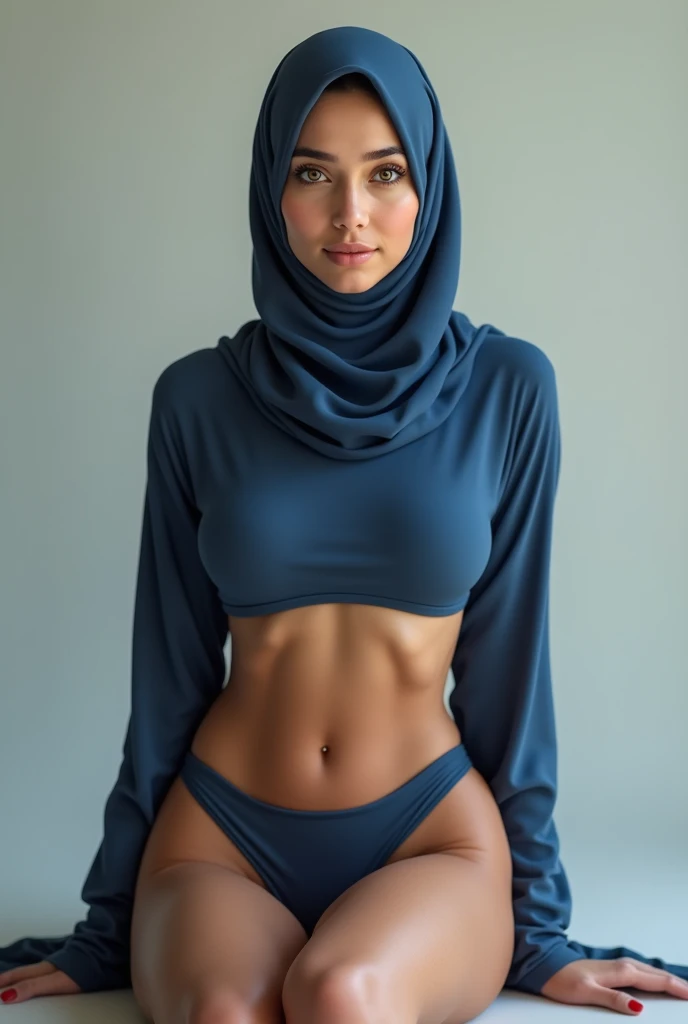 ((Best quality, 8k, Masterpiece :1.37)), (wear hijab girls), woman wear hijab, postion:sitting, style model, (girls wearing hijab moslem), beautiful face, 1 woman, ultra detailed face, ultra detailed body, busty body, lips smile, Beautiful detailed eyes, eyes korean, detailed nose, Natural Lip, she has huge big breasts, she wears blue bikini