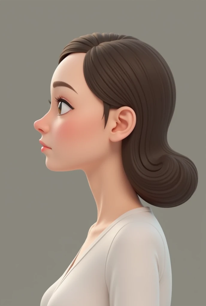 woman with a double chin in profile