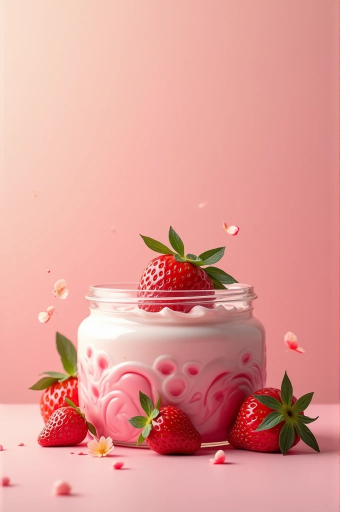 Create packaging for a pot of cream with strawberries and acerola