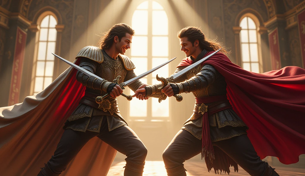 two prince They are dueling with swords.