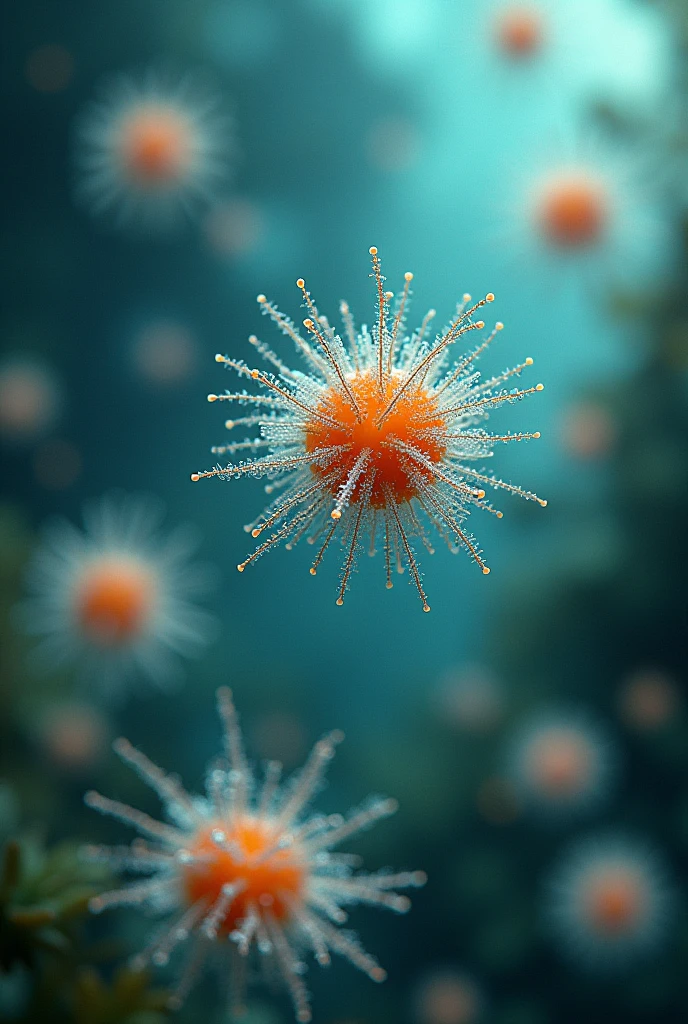 macro shot of microscopic life in water, styl jako amanita design