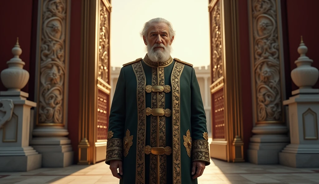 Old man standing at the palace gate