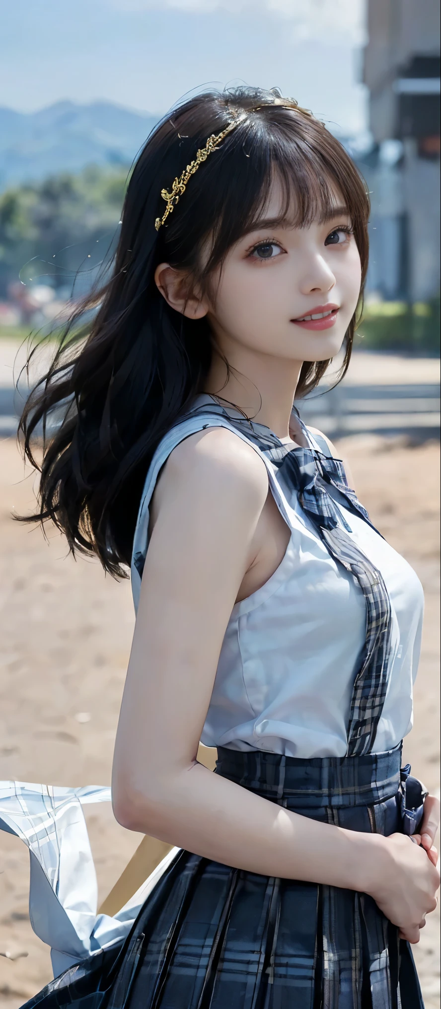 ((Battle Royale in the ruins of the city)), ((Sailor suits and pleated skirts)), (((Grasp the handle with both hands, Preparation to draw a Japanese sword))), (beautiful girl, Baby Face:1.3, Idol Face), (Small and slender figure), (Slender body line), (Beautiful breasts), Small beautiful butt, (Highest quality, 8K, masterpiece:1.2), (Detailed eyes and face:1.3), (Detailed hands:1.2), (Reality:1.4), (Professional photography techniques, Cinema Lighting), (View the viewer:1.3), ((Desperate look)), (Ultra-detailed Japanese sword shape), (Perfect Anatomy:1.3)
