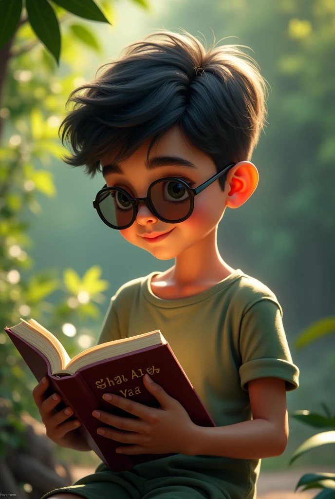 A boy name shah alom vai 2.reding a book wear a sunglass