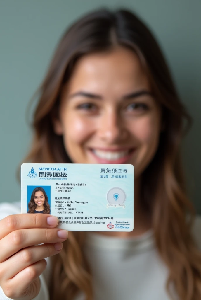 Take a selfie with a woman's the left hand holding an ID card Where the woman's face is clearly understood, ID card must be legible with face There should not be any kind of blur