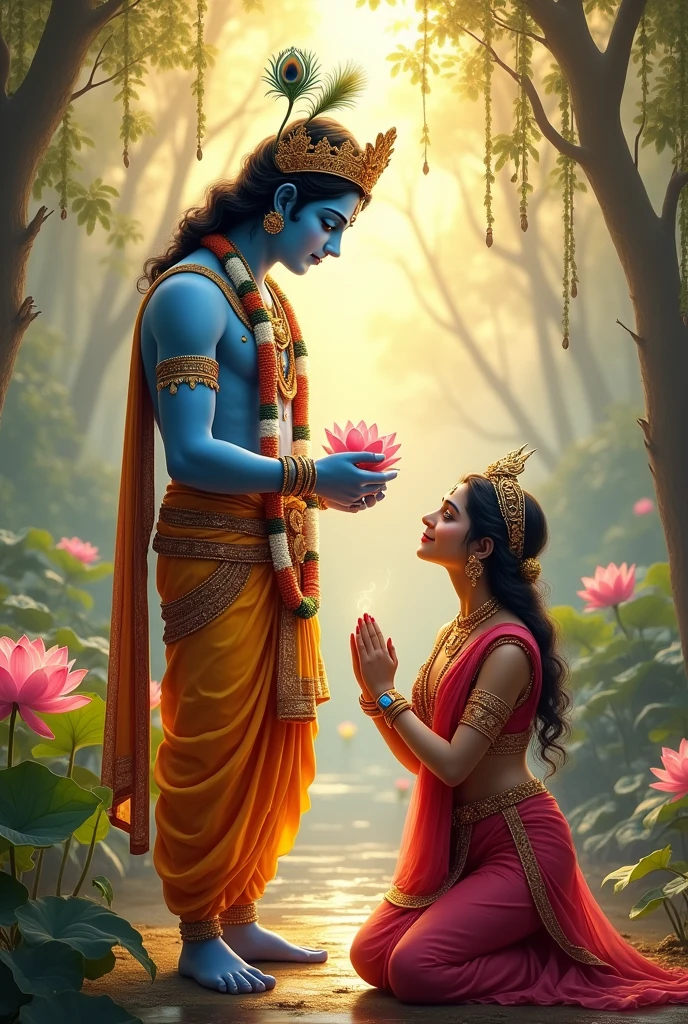 Lord Krishna with radha ji blessing devote


