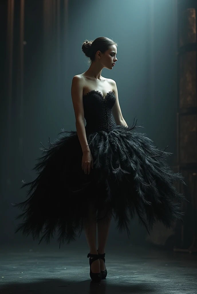 A ballerina, com roupa de 🦢 preto