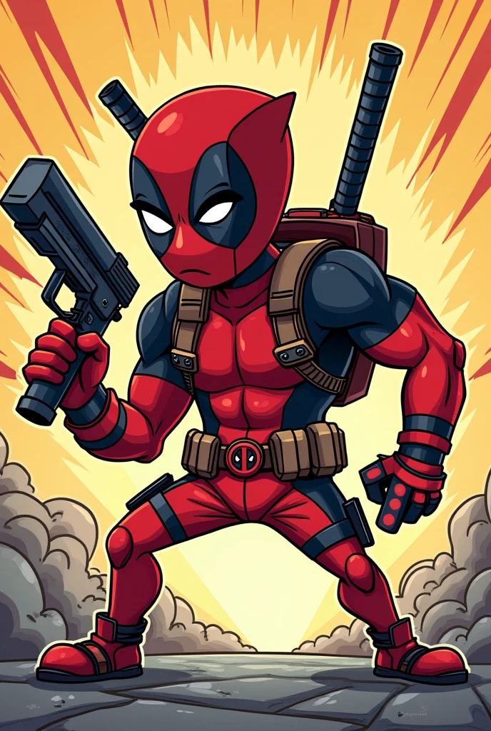Deadpool in cartoon hand drawn style 
