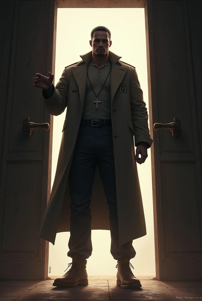 Man stend on the door