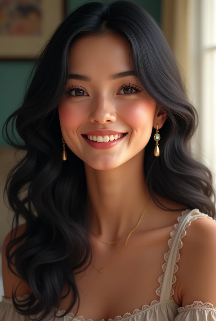 YOUNG GRANDMOTHER WITH BLACK HAIR