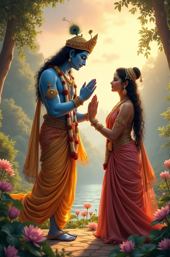 Lord Krishna with radha ji blessing devote