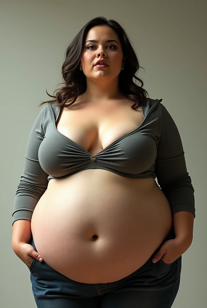 A women with tight shirt with big breasts big bigger than her hair