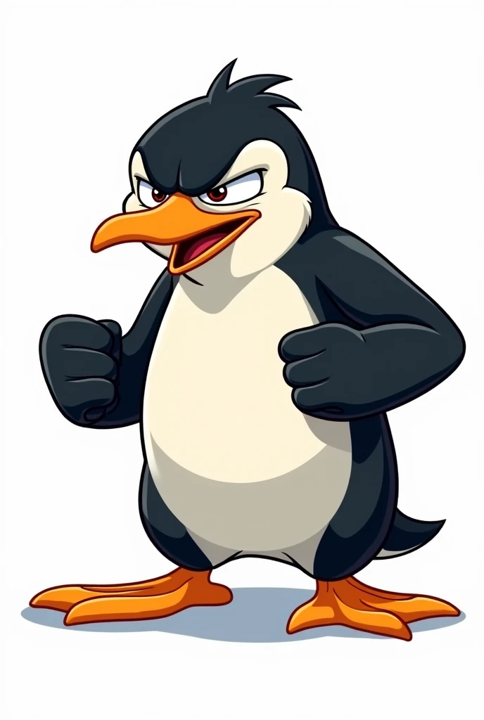 Penguin angry cartoon white background