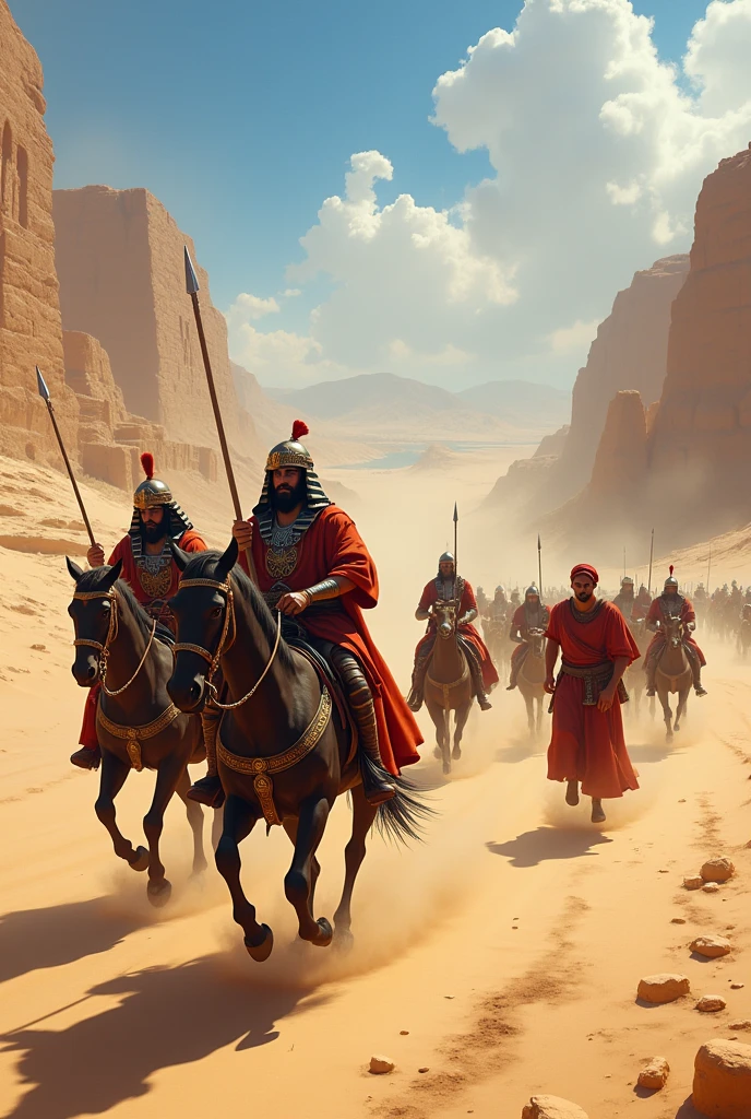 Egyptian soldiers following MOSES