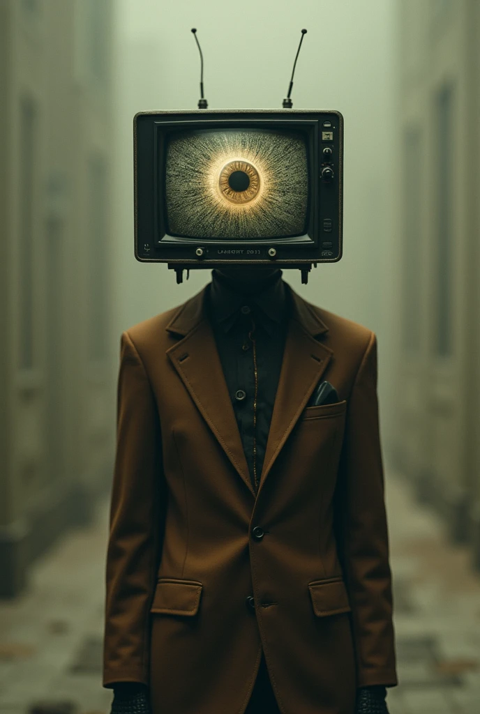 tv head eye monster and brown suit and infinite simbol