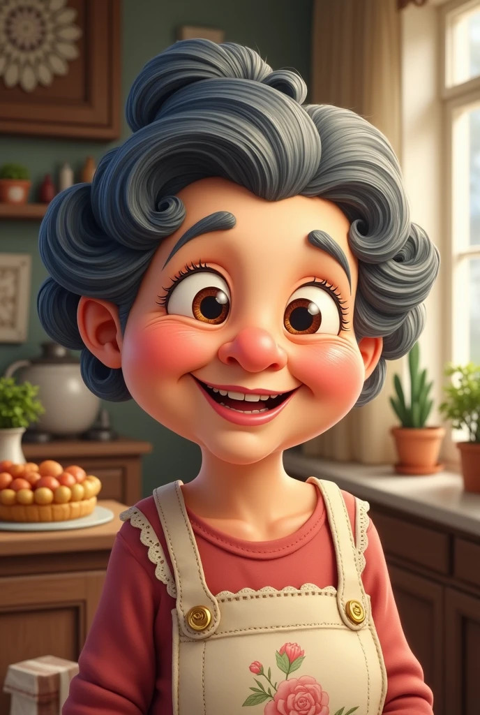 CARTOON GRANDMA WITH BLACK HAIR