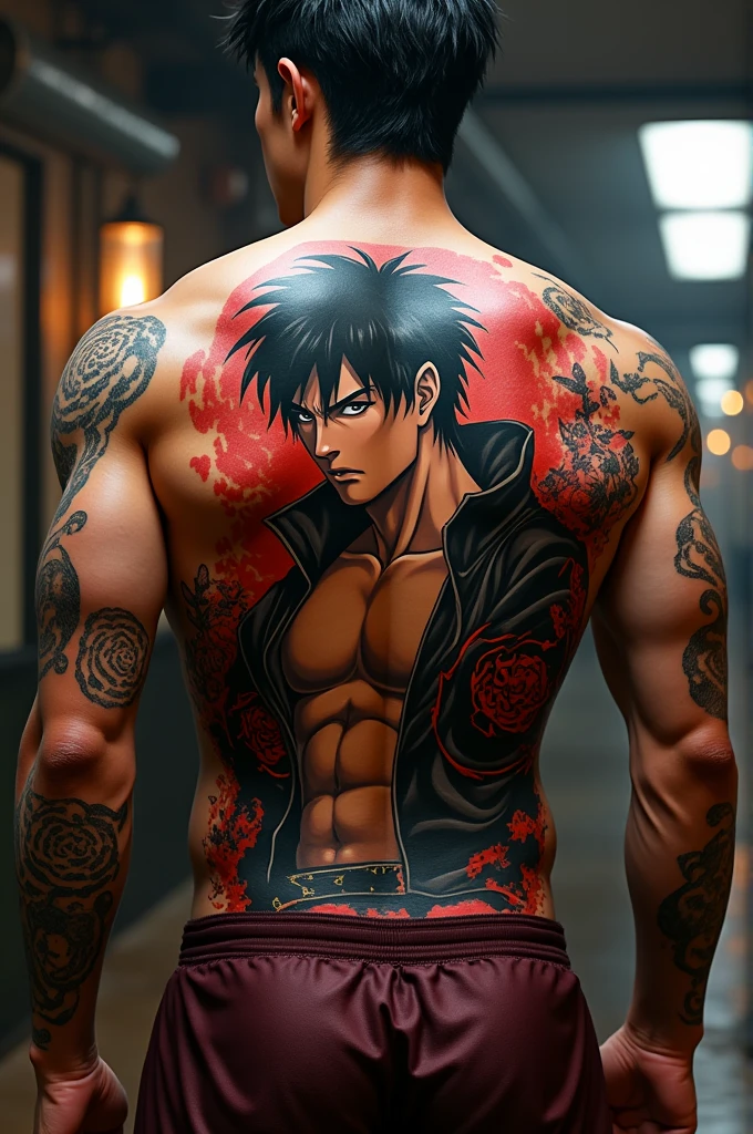 Tattoo of the character Ohma Tokita from the Kengan Ashura series, to be tattooed on the back