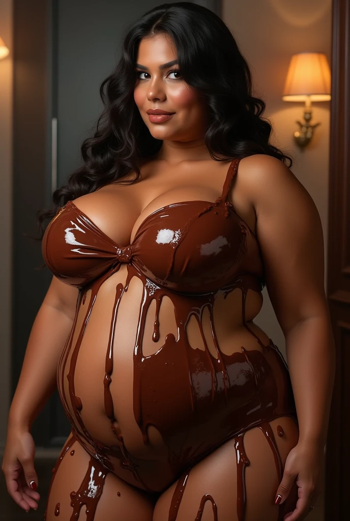 red slime girl, jungle, voluptuous, sassy