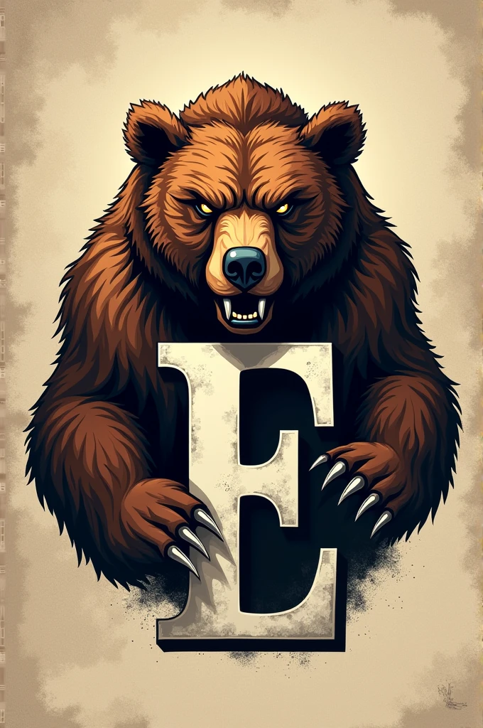 Create a logo with the letters “R” and “E” in capital letters, that is manly in the form of a bear 