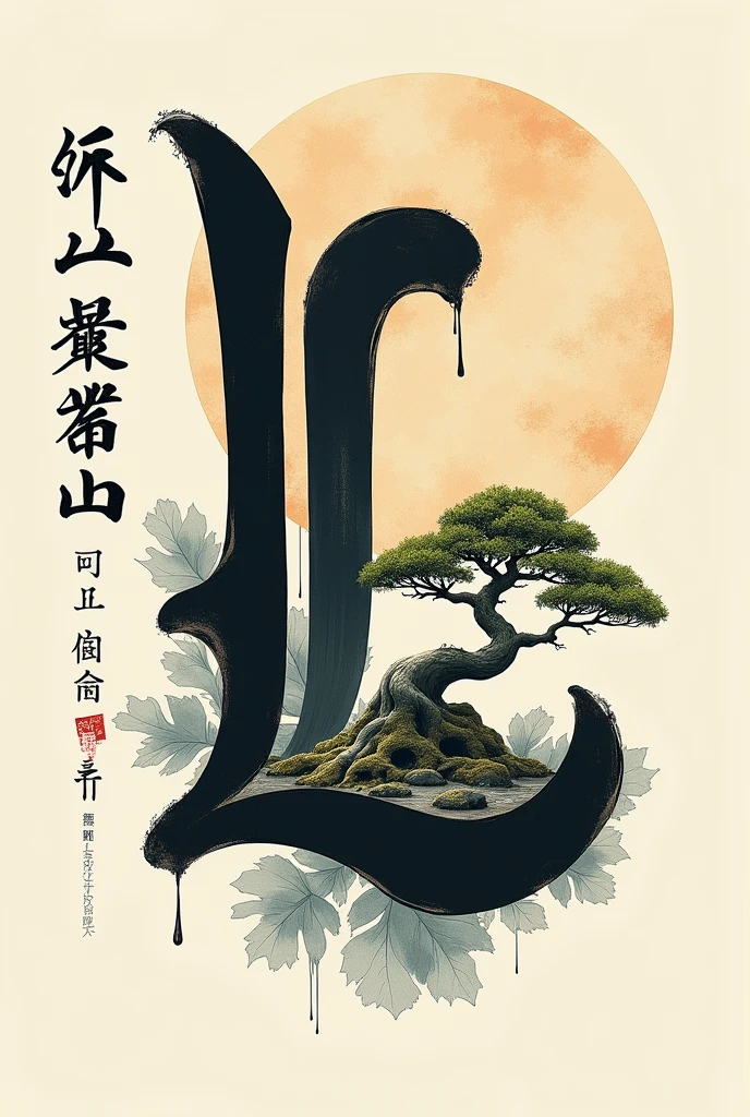 Image composed of a letter "L" big with a letter "c" embedded and inside the image of a bansai and a little to the left in a smaller size the word "Katsu" and below a little smaller still the words "Karate Do" all in oriental style