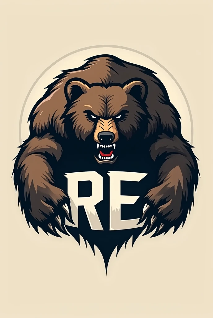 Create a logo with the letters “RE” in capital letters, that is manly in the form of a bear