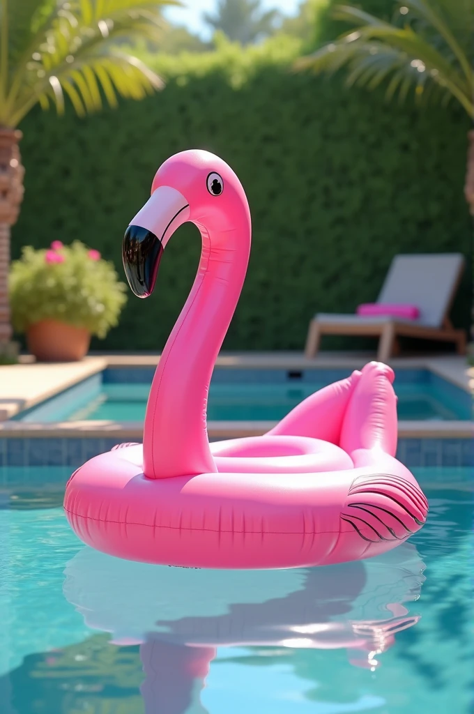 Piscine avec bouée flamant rose 