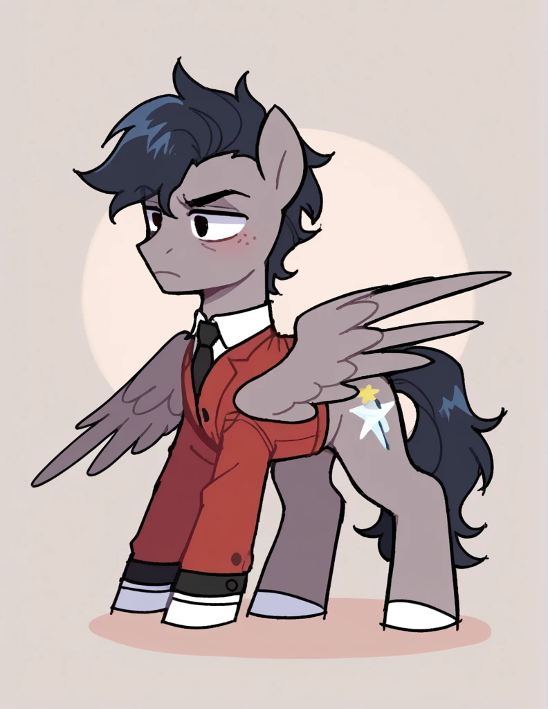 zPDXL, score_9, score_8_up, score_7_up, source_anime, BREAK
sketch, flat color, 1boy, solo, black eyes, original character, pegasus \(mlp\)