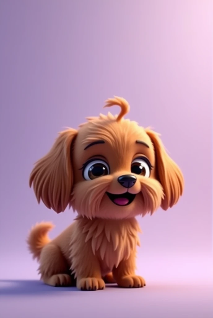 animated liver brown shih tzu dog with lavander background