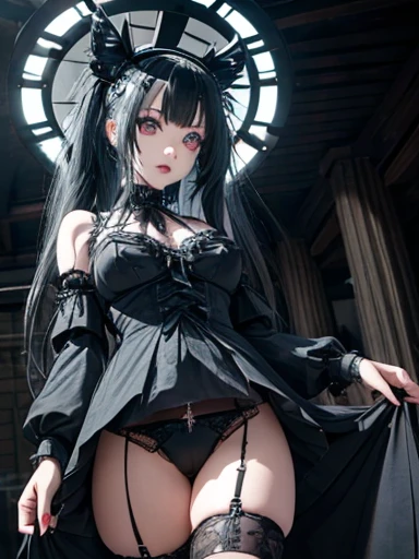  A gothic punk goth girl, perfect face, beautiful Asian woman with long White hair in White curls and coils, very cute and           beautiful girl, (highly detailed beautiful face), high detailed fingers, (wearing panties, topless), detailed face,
]cowboy shot, looking at viewer, Standing, white panties. intricate details, cinematic scene, detailed background, solo, dynamic angle,  ((beautiful big blue eyes looking down at the viewer, black shiny lipstick, perfect Asian goth cyber makeup)) double d breast, detailed cute face, white hair, gothic punk fashion, highly detailed gothic fashion, short skirt, heavy make up,),(dark black lipstick), size, Backlight effect, lens flare, depth of fields, blurry background, Detailedface,1 girl, Detailed eyes, ,(thigh up shot image :1.5), Black gloves. Walking in the rain. Moonlight shines on her face. Sombre setting 