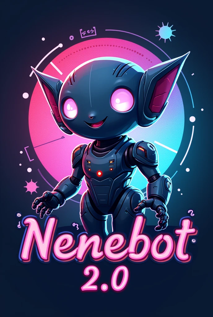 Create me a logo for my multi-featured Discord bot, my bot is called Nenebot 2.0, and create some character or something realistic and that is not a woman, not a robot