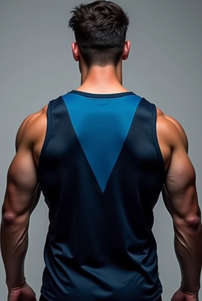 Men's dark blue triangle gradient back tank top