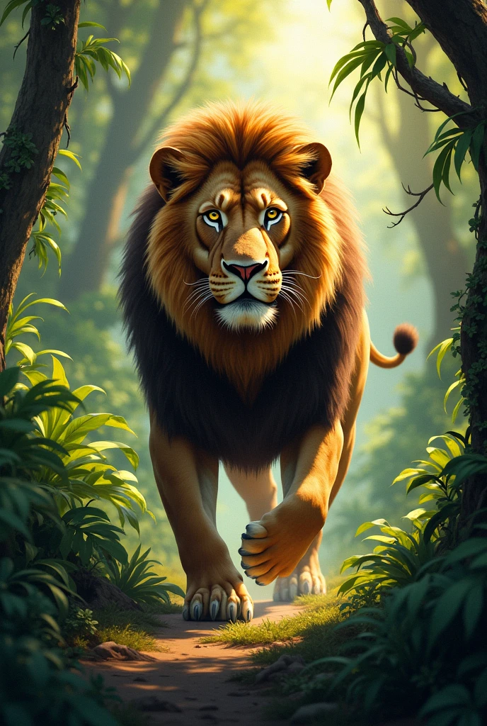 Lion in the jungle