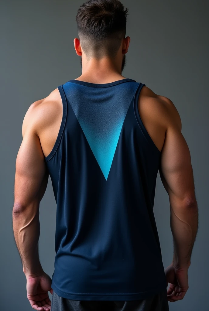 Men's dark blue triangle gradient back tank top