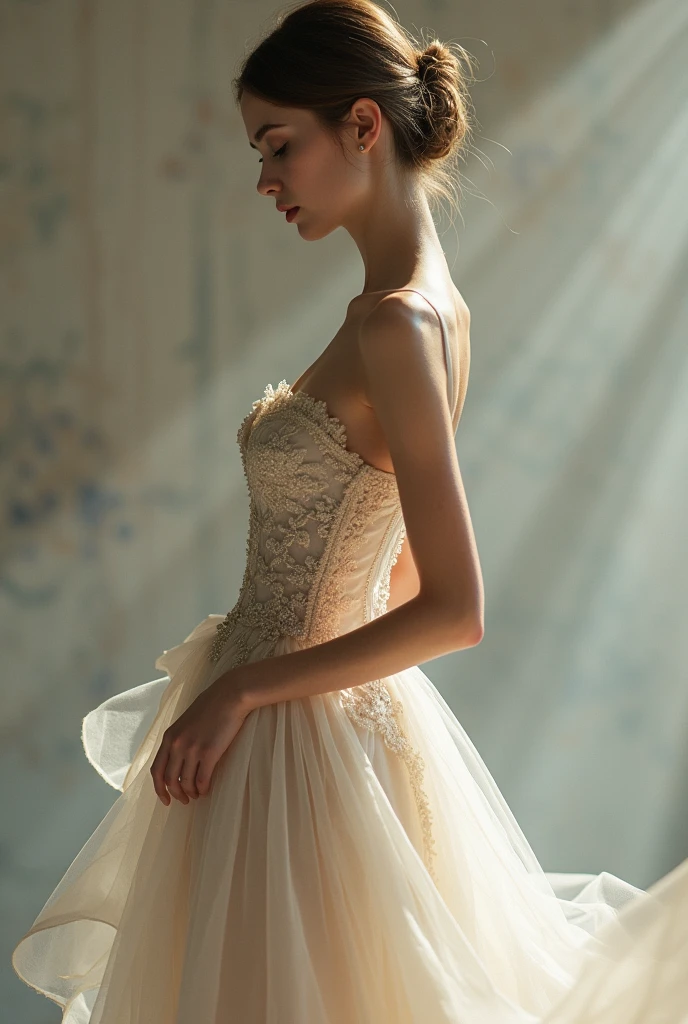 A girl in an elegant and sexy dress