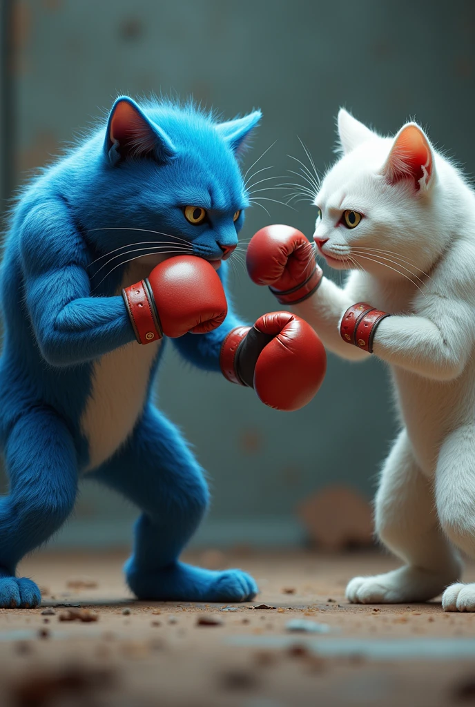 Boksör Mavi kedi beyaz kediye yumruk atsın 8k