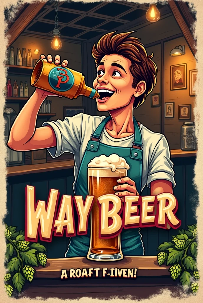 A bar flyer with the name way beer.