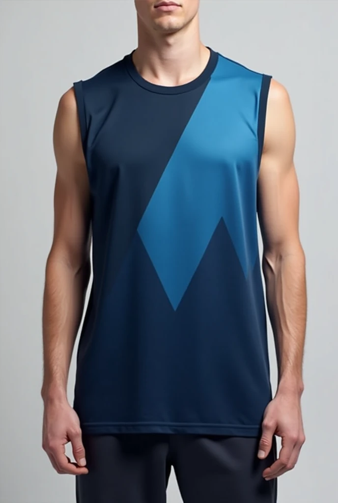 Men&#39;s dark blue gradient triangle tank top front back