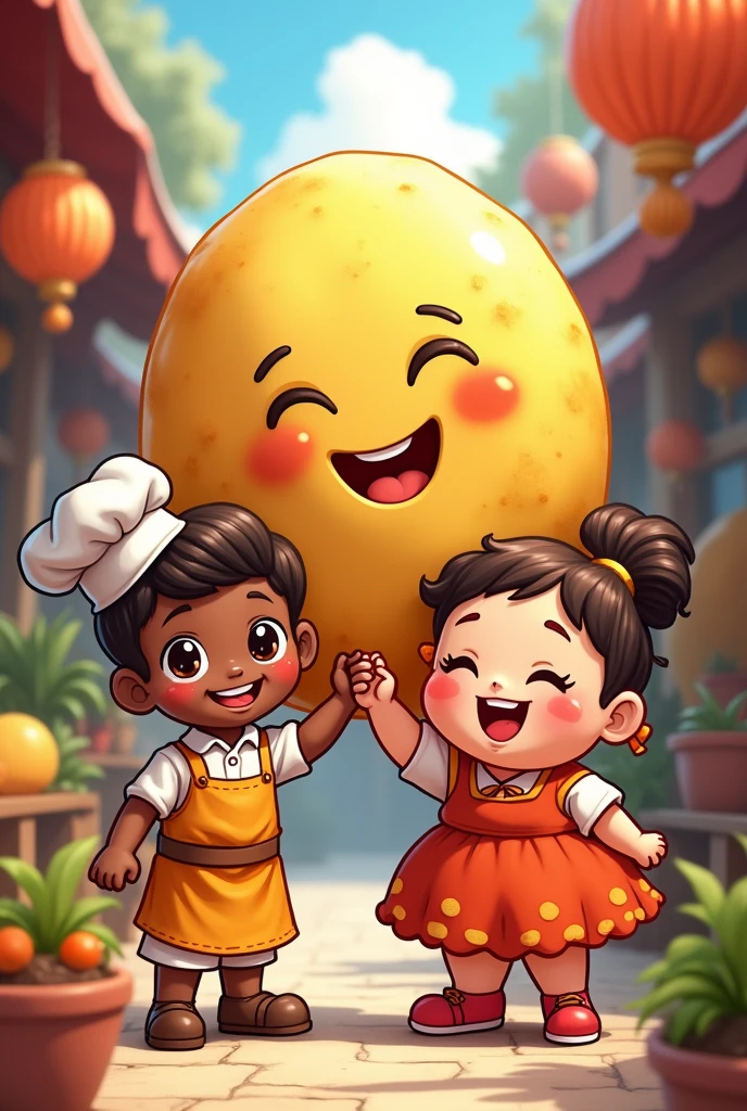 Dhoti wearing anime
chef black boy and fat girl
fried potato logo only logo