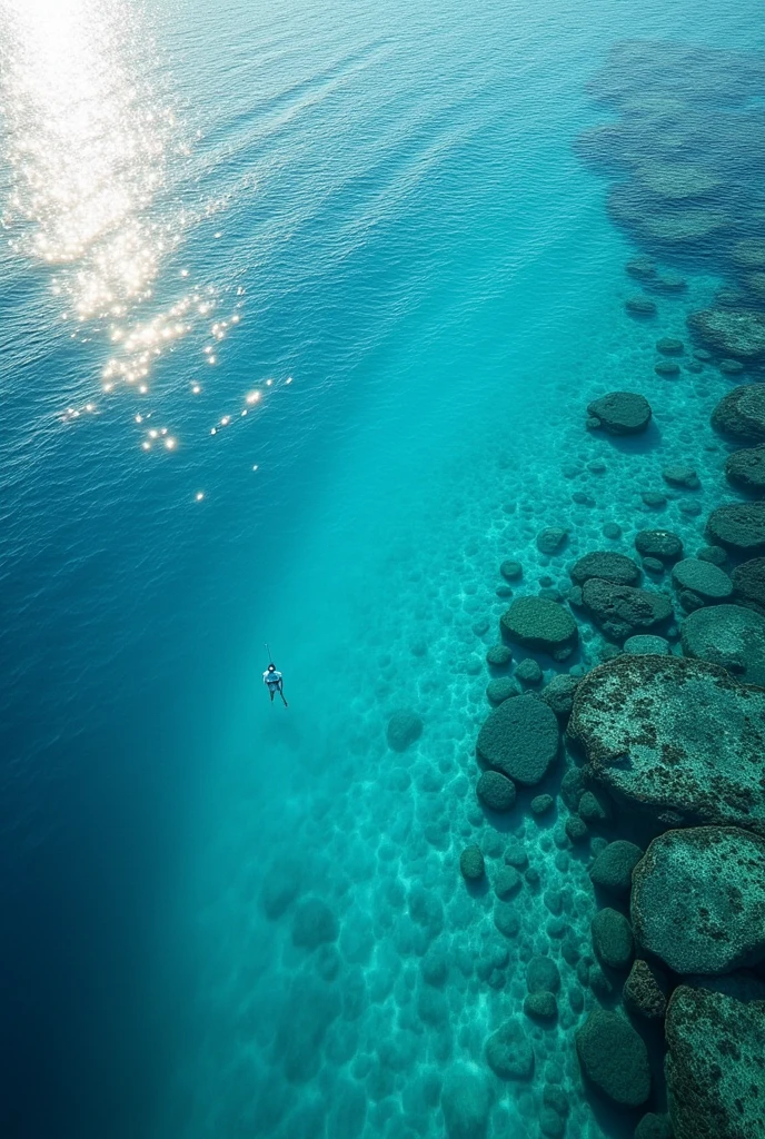 (masterpiece:1.2,excellent quality,Like a mirror,cinematic experience),8K,wallpaper,(Shooting from above:2.0),Japan,Okinawa,The ocean is very clear。,Beautiful sea,(Diffuse reflection of light:2.0),(Dynamic Angle:2.0),Summer sunshine