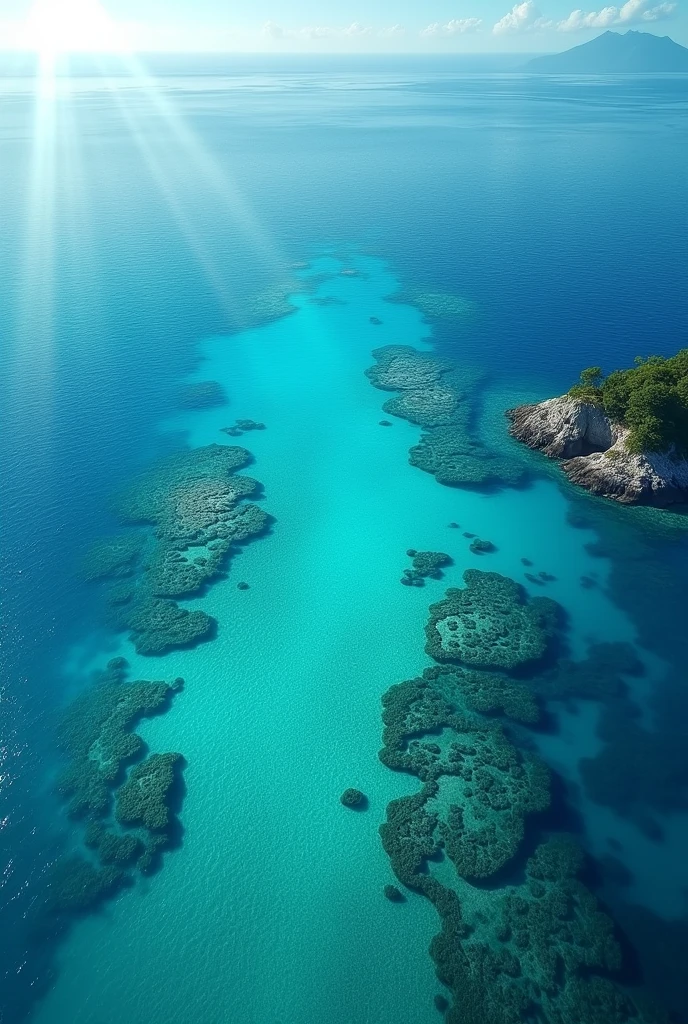 (masterpiece:1.2,excellent quality,Like a mirror,cinematic experience),8K,wallpaper,(Shooting from above:2.0),Japan,Okinawa,The ocean is very clear。,Beautiful sea,(Diffuse reflection of light:2.0),(Dynamic Angle:2.0),Summer sunshine