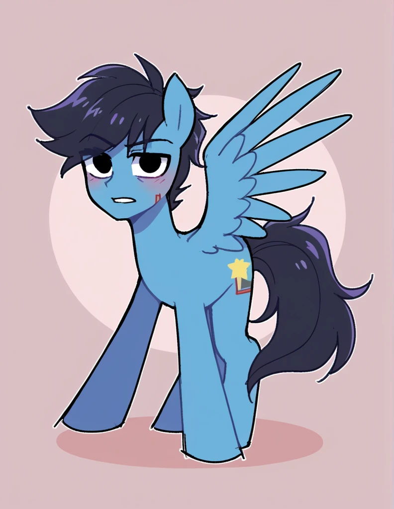 zPDXL, score_9, score_8_up, score_7_up, source_anime, BREAK
sketch, flat color, 1boy, solo, black eyes, original character, pegasus \(mlp\)