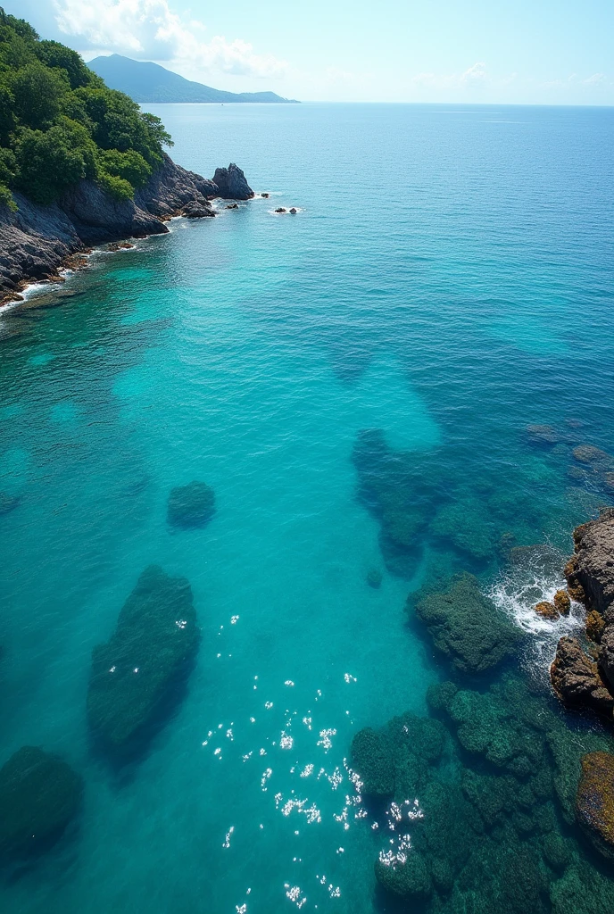 (masterpiece:1.2,excellent quality,Like a mirror,cinematic experience),8K,wallpaper,(Shooting from above:2.0),Japan,Okinawa,The ocean is very clear。,Beautiful sea,(Diffuse reflection of light:2.0),(Dynamic Angle:2.0),Summer sunshine