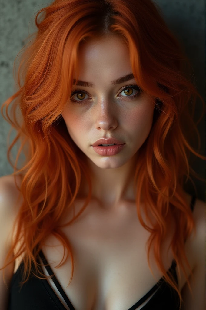 red hair woman, 21 years, sexy brown eyes, showing parts of his body 