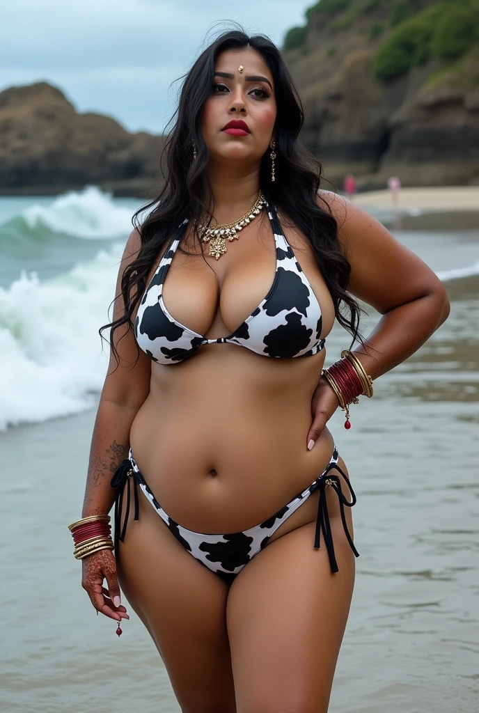  Big lips , Wet CURVY FIT PAWG MARRIED INDIAN BRIDE, full body picture , BBW Wet curvy, wet Desi Bhabhi showing her big ass in sexy thong COW pattern bikini and showing cleavage and in nose ring, many red gold bangles in hands,earings, necklace ,lipstick ,navel,Indian, Chubby, showing her curves in sea water, sea waves , rocks, Group of lesbian women, Henna Mehendi, with husband and children 