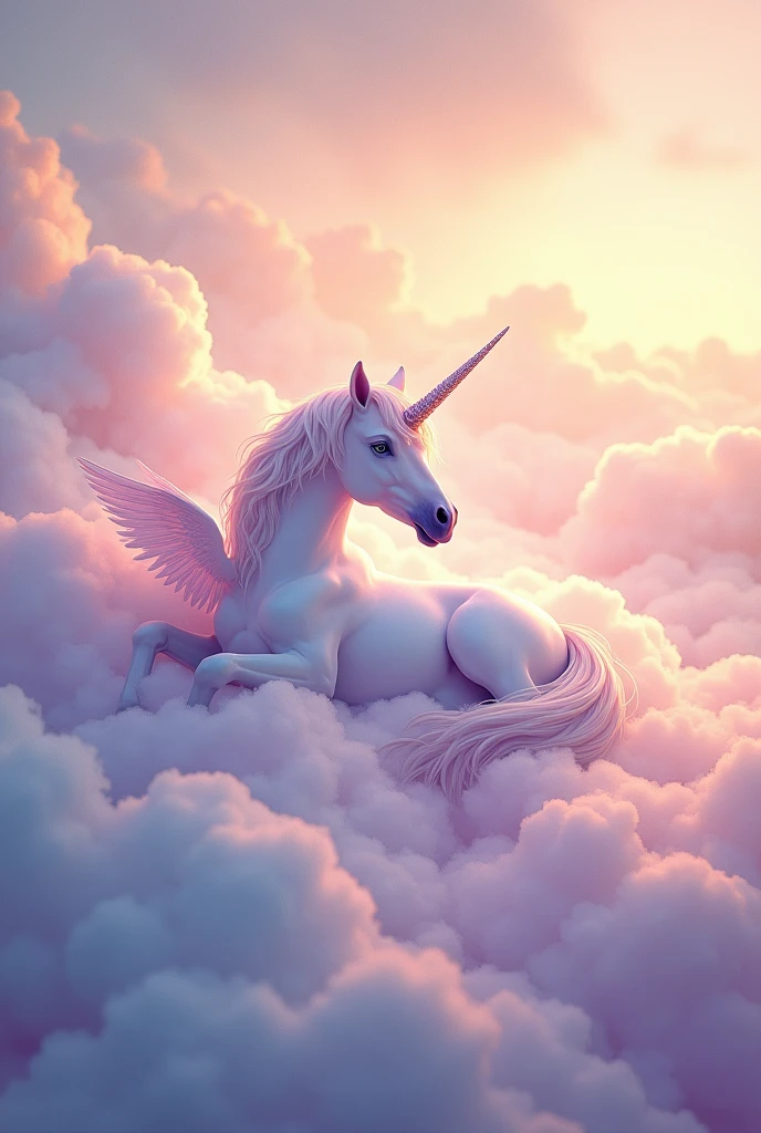 Alicorn sitting on pink clouds