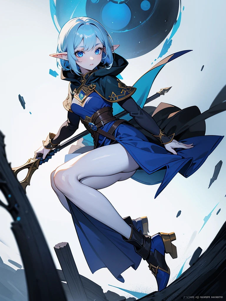 girl, small breasts, dress, elf, necromancer